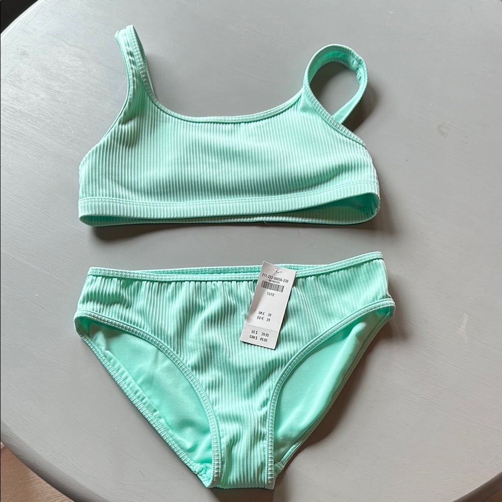 NWT abercrombie kids Mint Ribbed Two-Piece Swim Bikini size 11/12